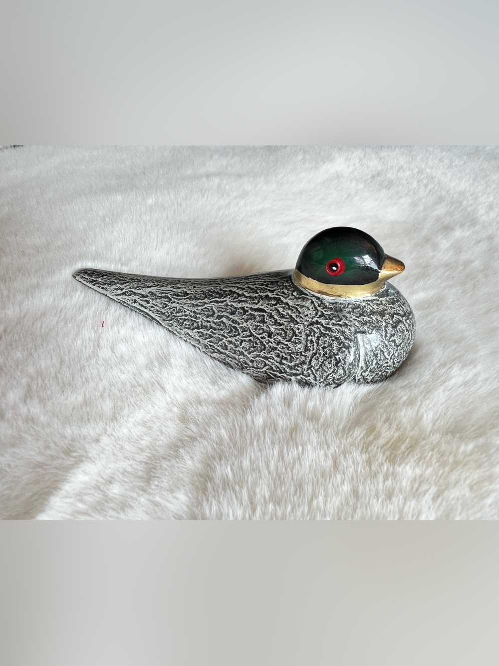 Vintage Brutalist Bird Sculpture Paperweight Heavy Resin Stone Look Decor